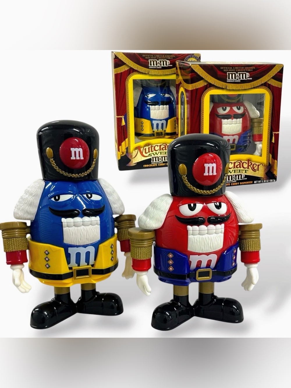 M&M’s Nutcracker Sweet Candy Dispensers Red & Blue Limited Edition w/ Boxes